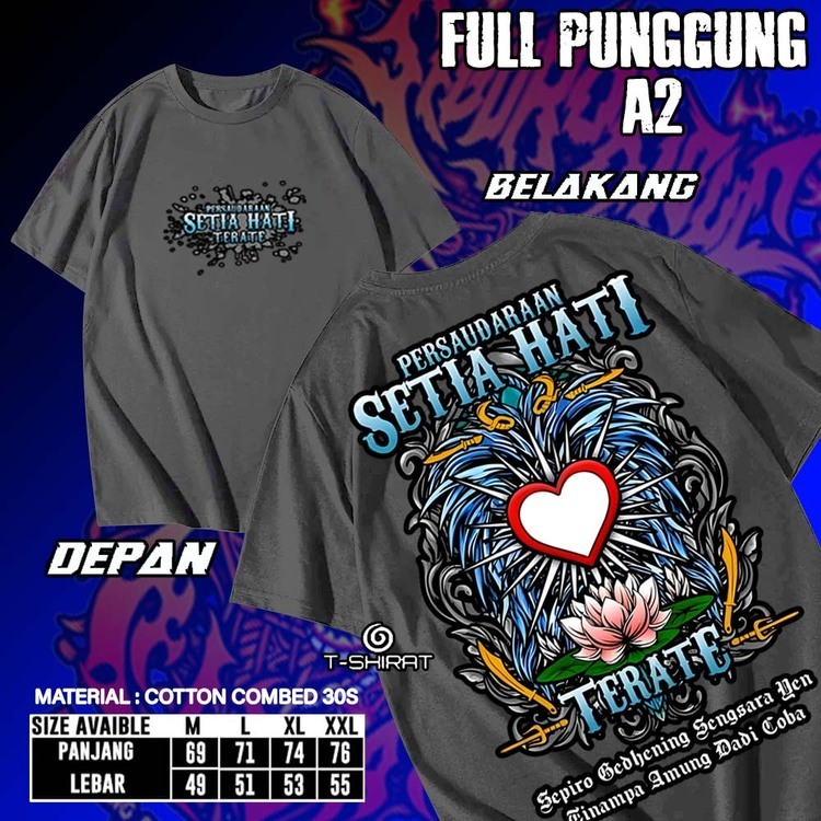 Kaos PSHT BERSINAR SETIA HATI BERSINAR Motif PSHT PERSAUDARAAN SETIA HATI TERATE BERSINAR Warna KODE