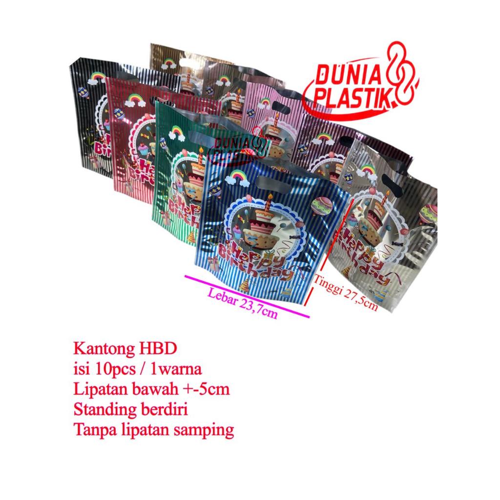 Isi 10pcs Kantong HBD SALUR 23,7x27,5cm tas plastik souvenir goodie bag kado ultah plastik snack