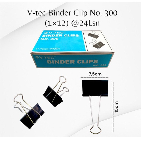 

TBMO (PACK) V-TEC BINDER CLIP 300 ISI 12PCS V-TEC