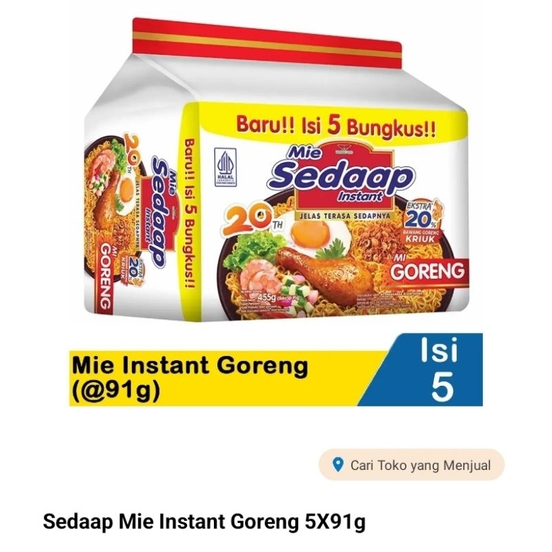 

Sedaap mie instant soto dan goreng 5pcs × 75g