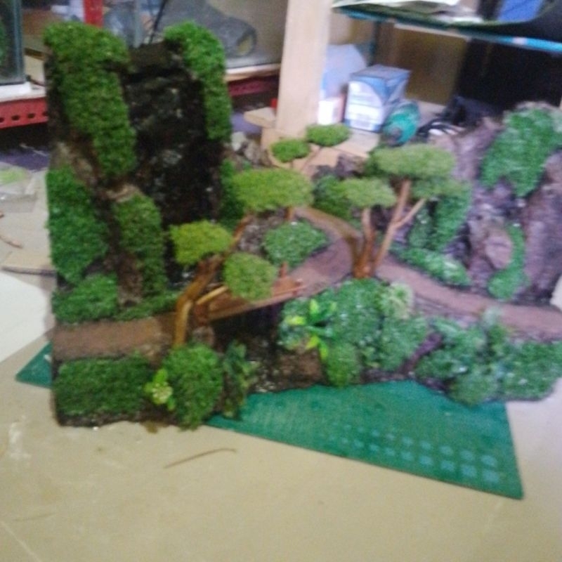 hardscape / tebing air terjun untuk akuarium 50.30.30