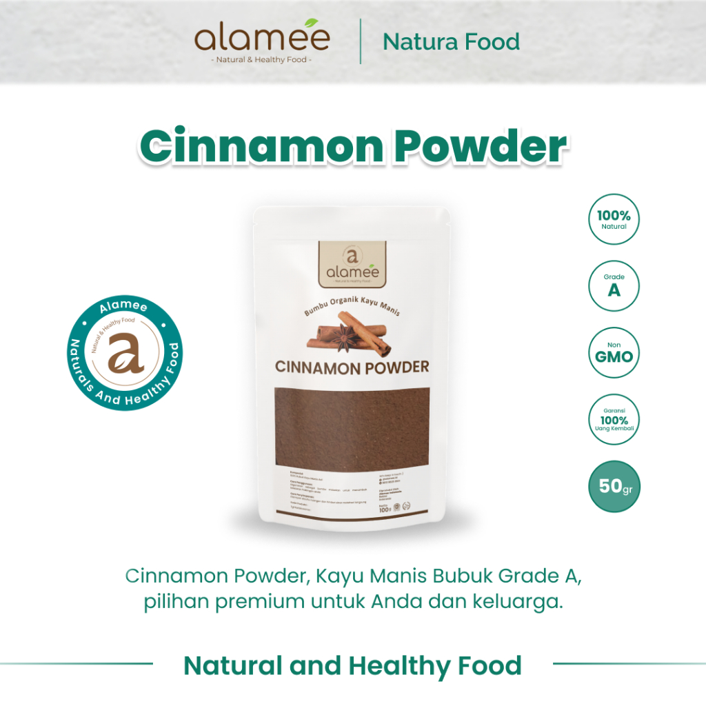 

ALAMEE Bubuk Kayu Manis Cinnamon Powder kayumanis Murni Asli Seasoning Bumbu Organik 50 Gram