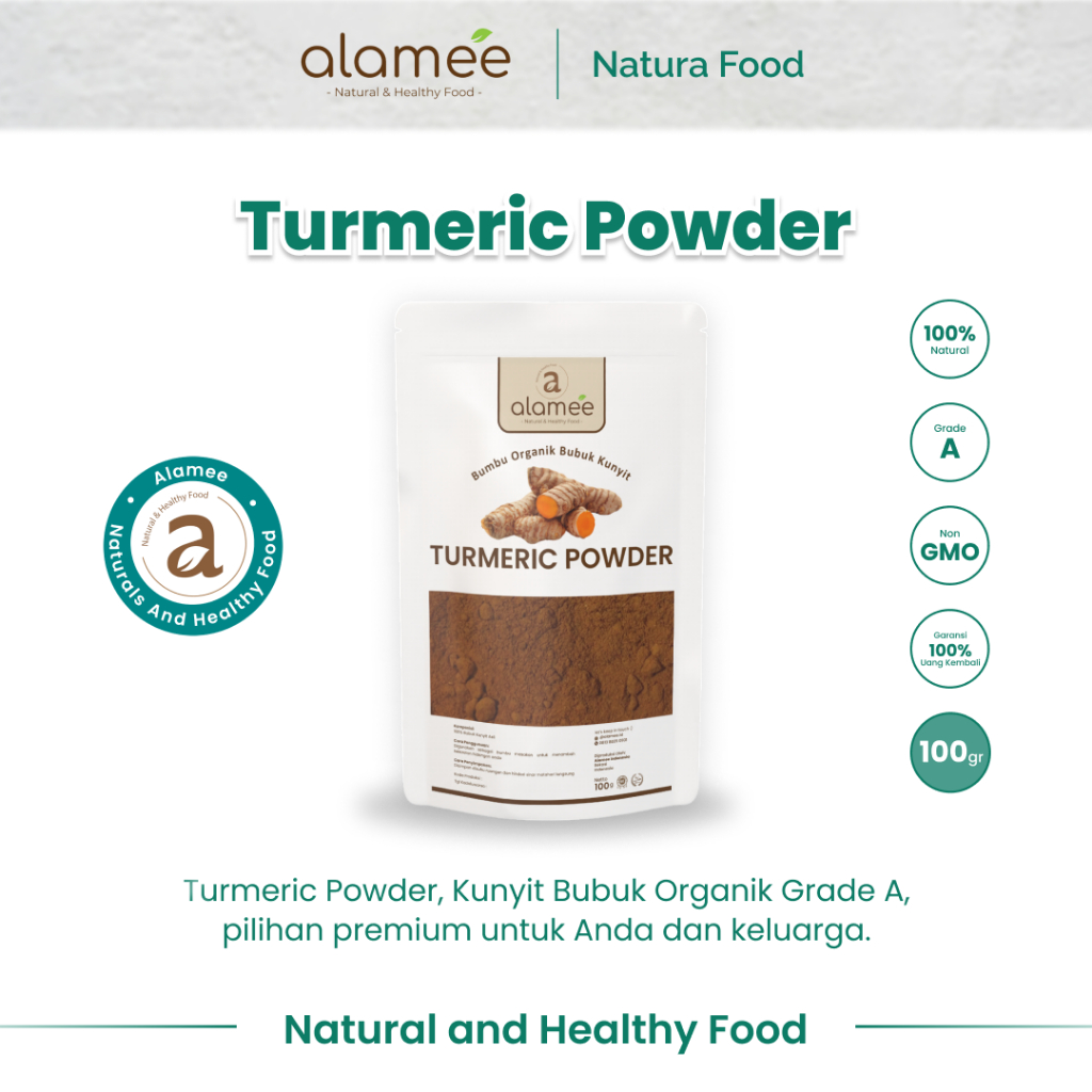 

ALAMEE Bubuk Kunyit Turmeric Powder Ground Bumbu Dapur Instan Organik Murni Asli Seasoning 100 Gram