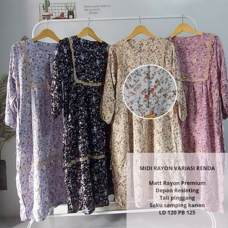 Gamis Rayon Motif bunga kecil