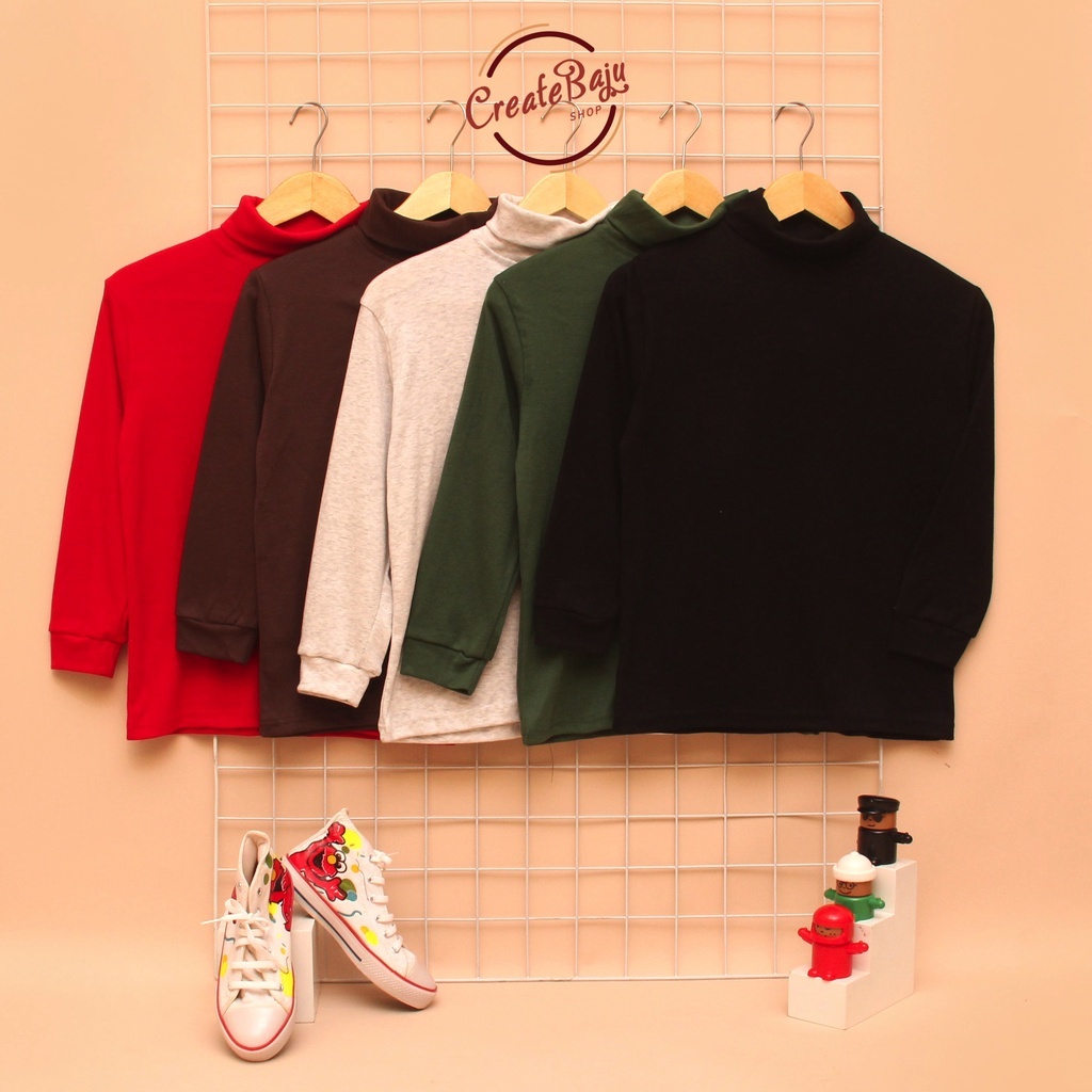 Kaos turtle neck anak lengan panjang unisex atasan kaos anak 1-5 tahun