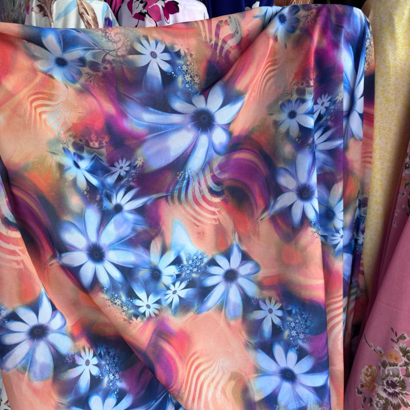 Kain Sifon Motif bunga premium - kain sifon motif premium - kain motif kembang - KAIN SIFON CERUTY M