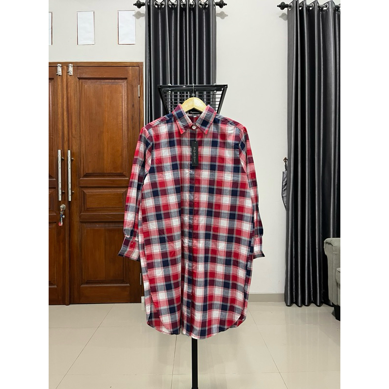 Tunik wanita Jumbo motif kotak Bahan katun