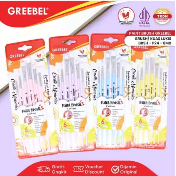 

Greebel Artist Brush Isi 6PCS BRSH-P24-6Z - BRSH-P24-6F - BRSH-P24-6R - BRSH-P24-6FR - BRSH-P24-6MX - Greebel Artiist Brush