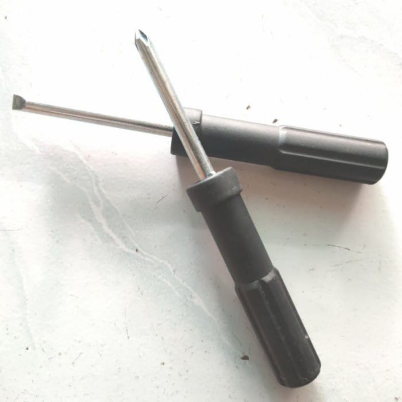 Obeng bolak balik gagang hitam obeng plus minus obeng bawaan motor