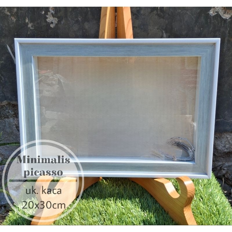 pigura 3D minimalis picasso abu-abu putih uk. 20x30 - Bingkai mahar minimalis