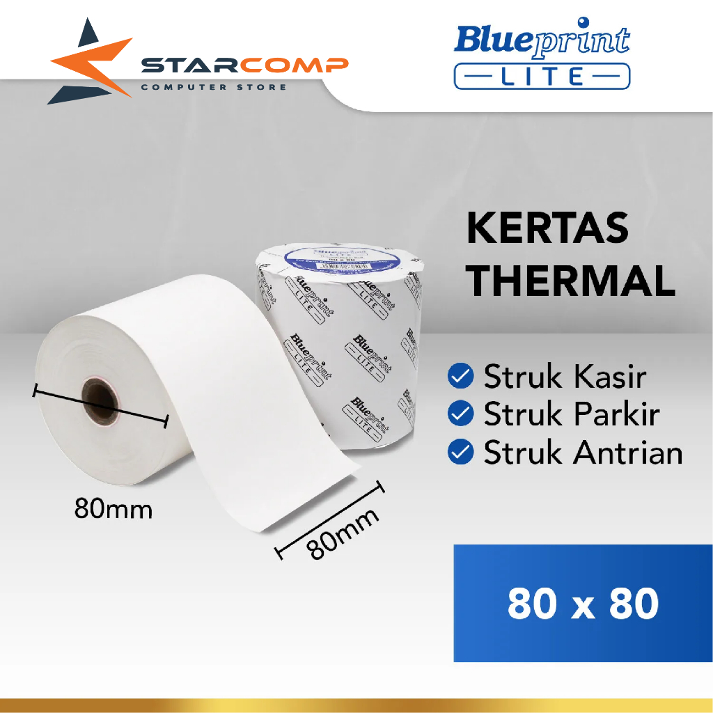 

80X80 KERTAS KASIR STRUK KERTAS THERMAL TERMAL EDC PPOB BLUEPRINT LITE 80MM X 80