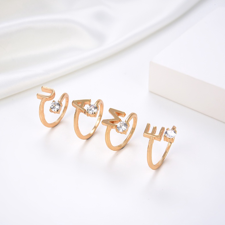 Pesan disini HYL JEWELRY COD Cincin Huruf Terbuka Kristal Emas Titanium Steel Mutiara Berlian Wanita
