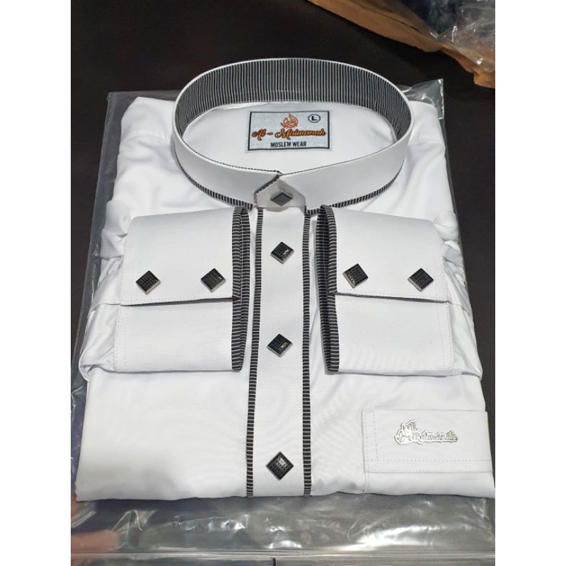 AL MAYMANAH Jubah Gamis Pria Tangan Polos dan Manset Bahan Saudi Import Jubah Pria Dewasa Koko Sulta