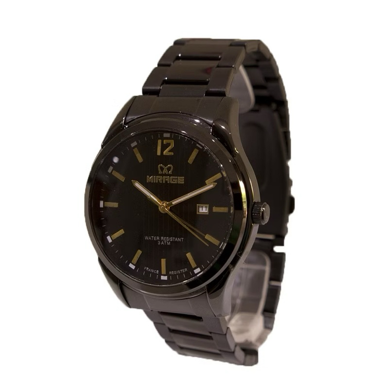 Mirage Jam Tangan Analog Pria Formal Kasual Tahan Air Anti Karat Original Hitam 7570 M Stainless