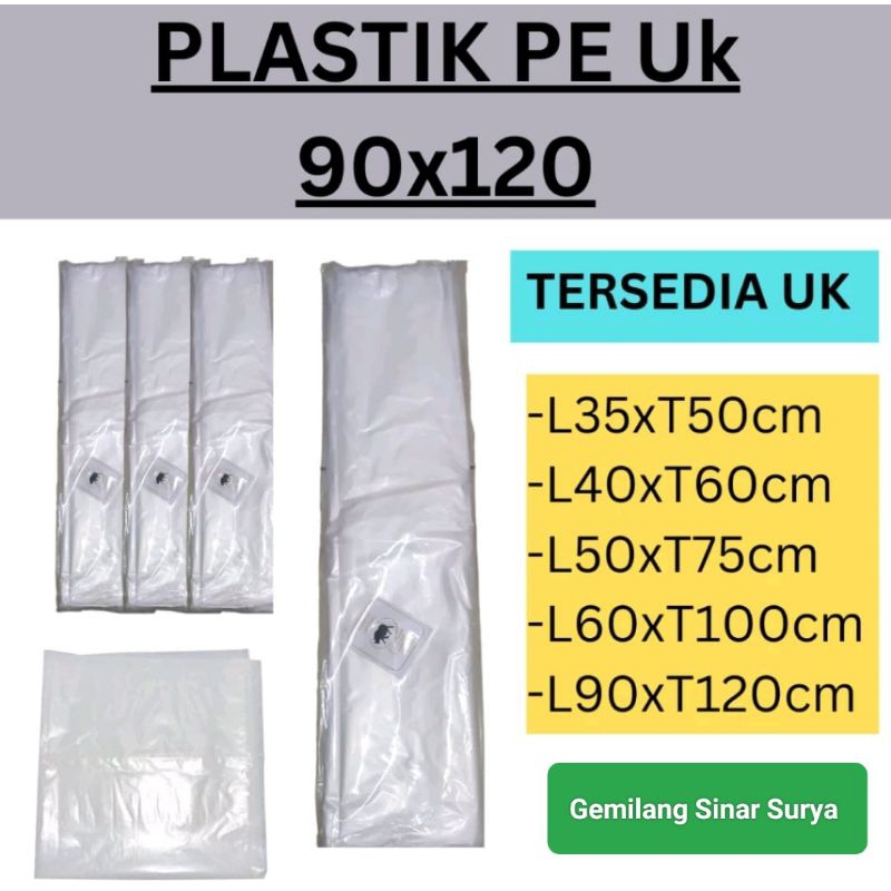 Plastik PE Tebal (35 / 80 micron) | Kantong Plastik PE Bening Uk 90x120 / 60x100 / 50x75 / 40x60 / 3