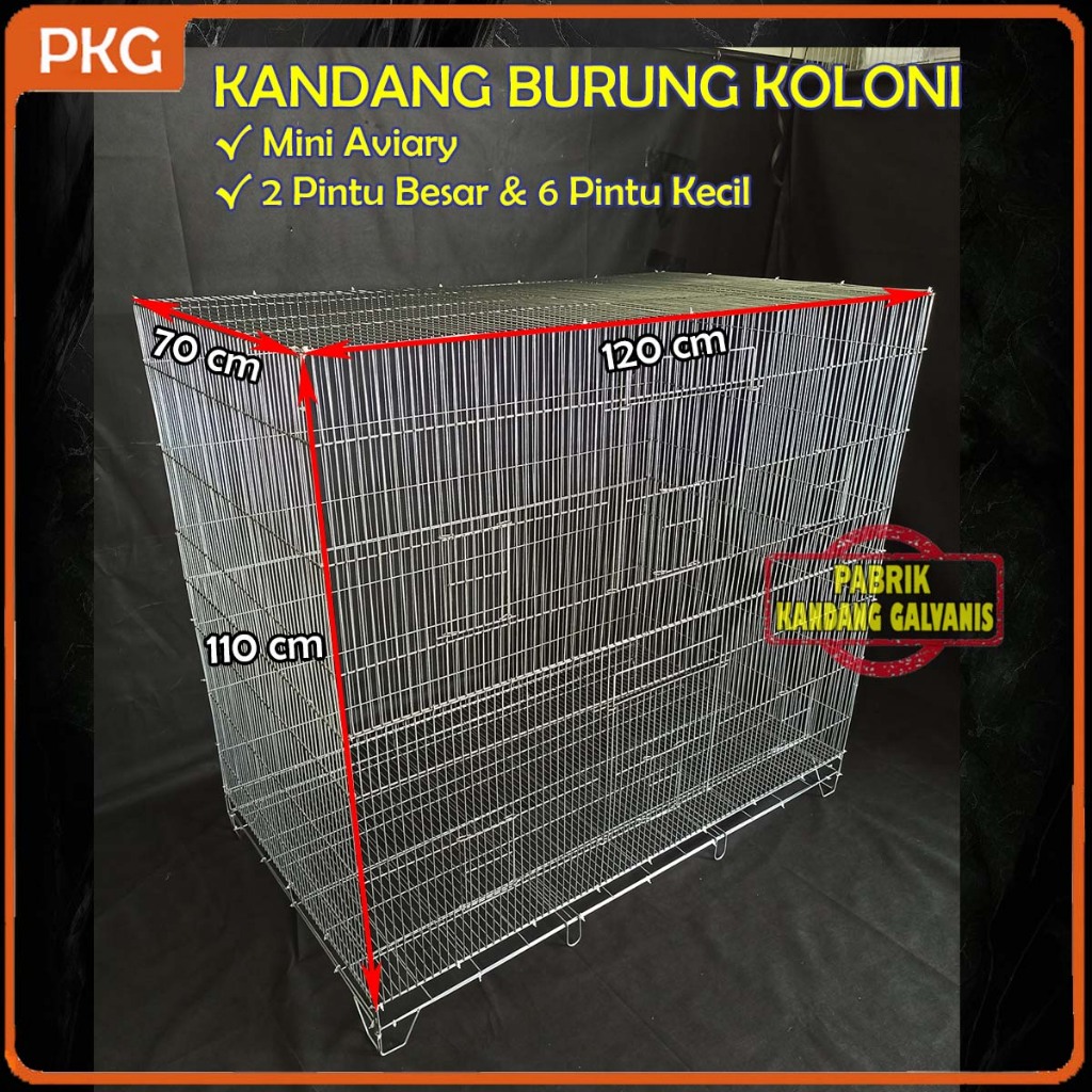 Kandang Burung Galvanis Mini Aviary 120x70x110 | Sangkar Aviari Kotak Besi Jumbo Rakit Minimalis