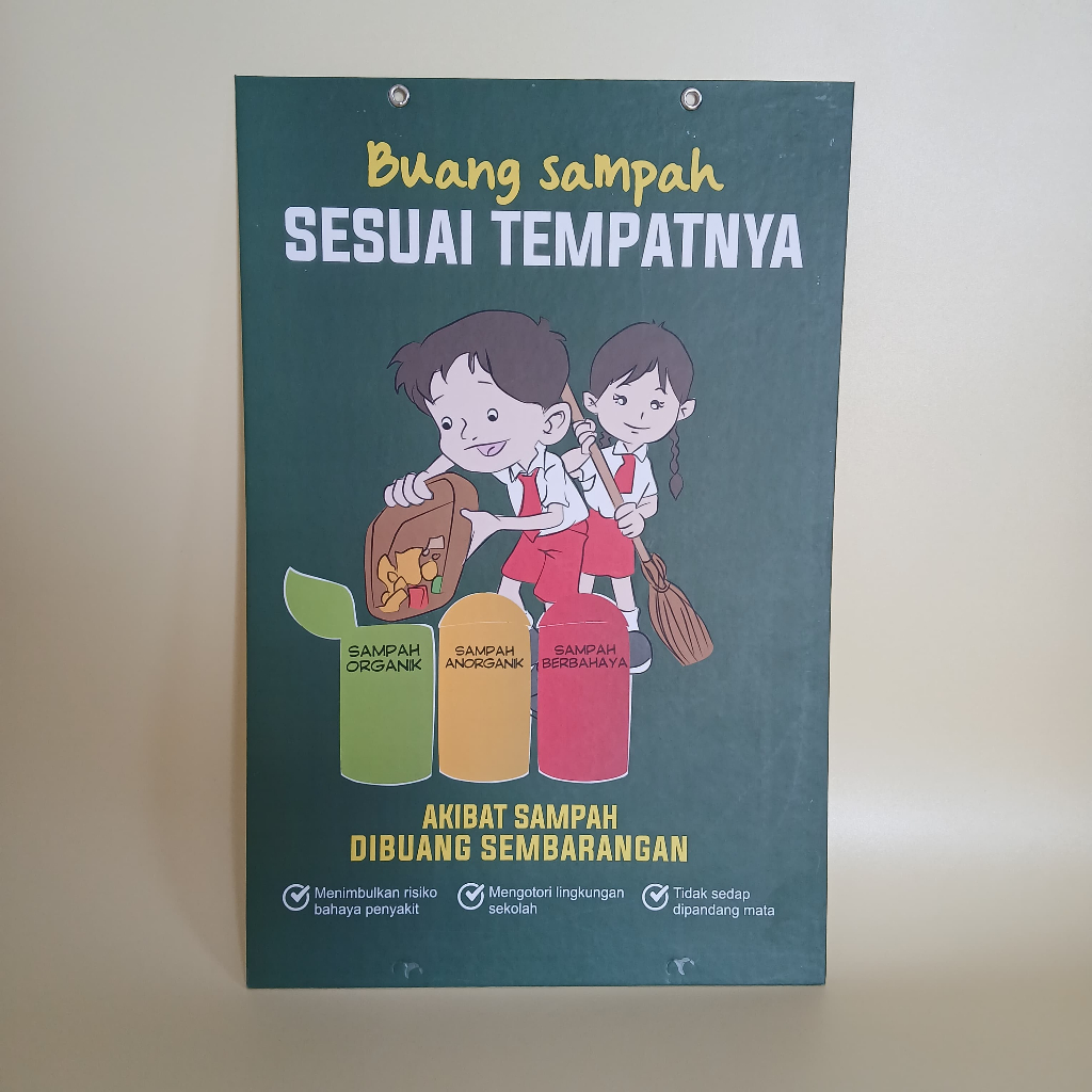 Hard Poster Buang Sampah Sesuai Tempatnya - Hard Buanglah Sampah Pada Tempatnya - Poster Sekolah A3