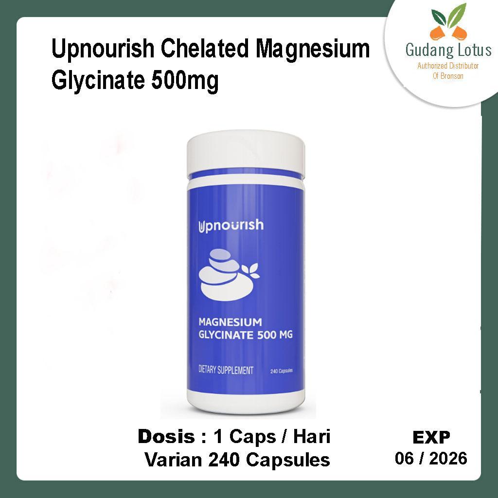 Upnourish Chelated Magnesium Glycinate 500mg Vegan Help Relax Sleep