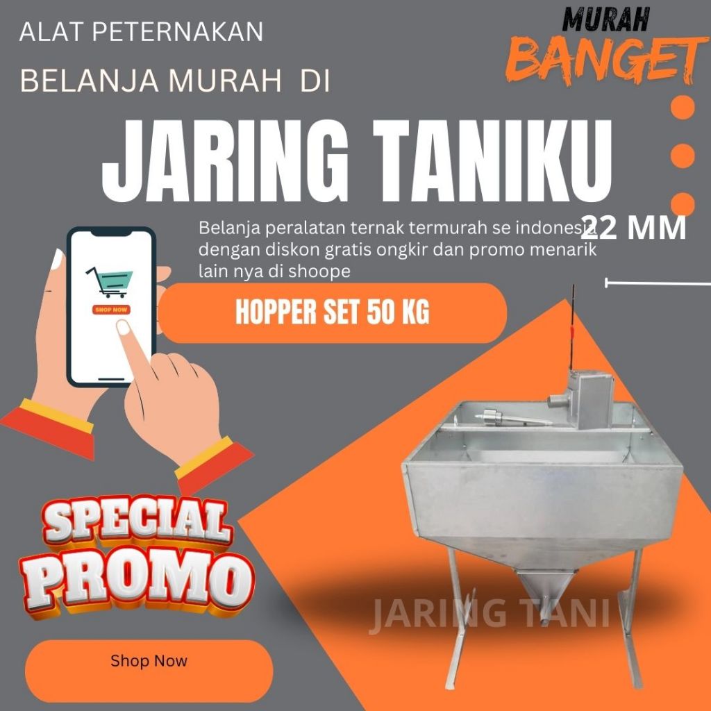 HOPPER SET 50 / 160 KG TUANG PAKAN TEMPAT MAKAN AYAM / TERNAK OTOMATIS