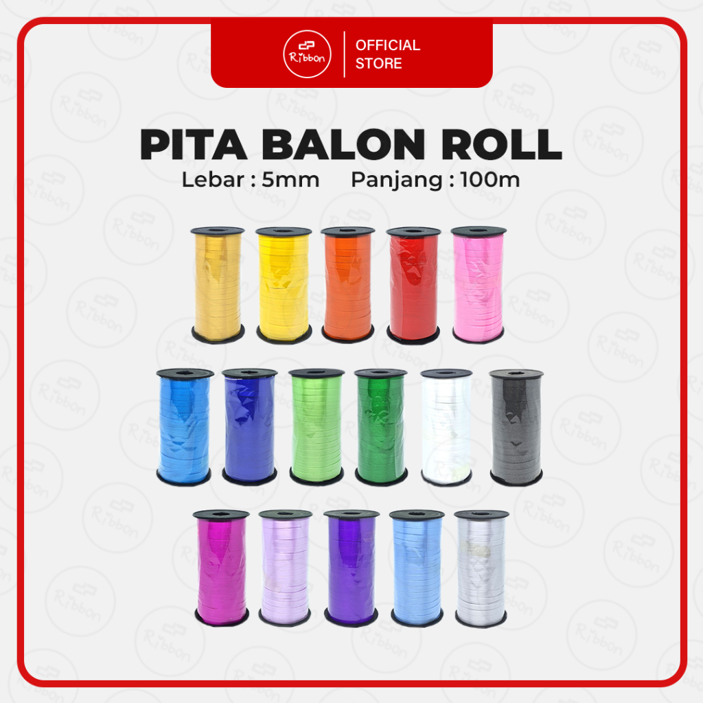 

Pita Balon Rol 5mmx100 - Ribbon Balloon Roll Tali Dekorasi Pesta Ultah Curly Keriting