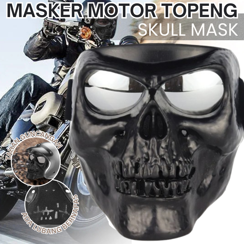 Masker Motor Topeng Pria Tengkorak Helm Paintball Full Face Skull Tactical Goggle Mask