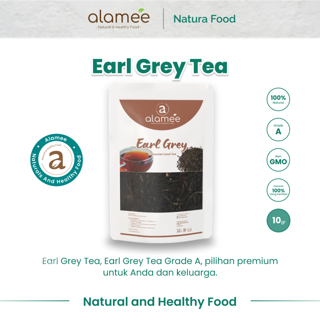 

ALAMEE Earl Grey Black Tea Teh Tradisional Alami Organik Dried Leaf Premium 10gr