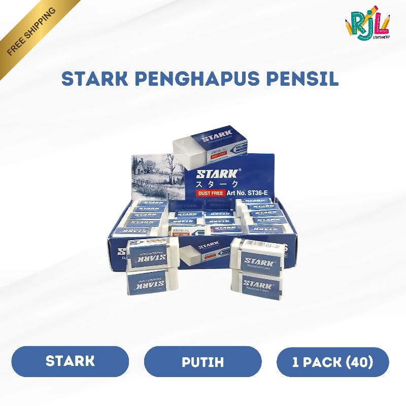 

Penghapus Pensil Merk Stark | Warna Putih | 1 Pack (40 Pcs)