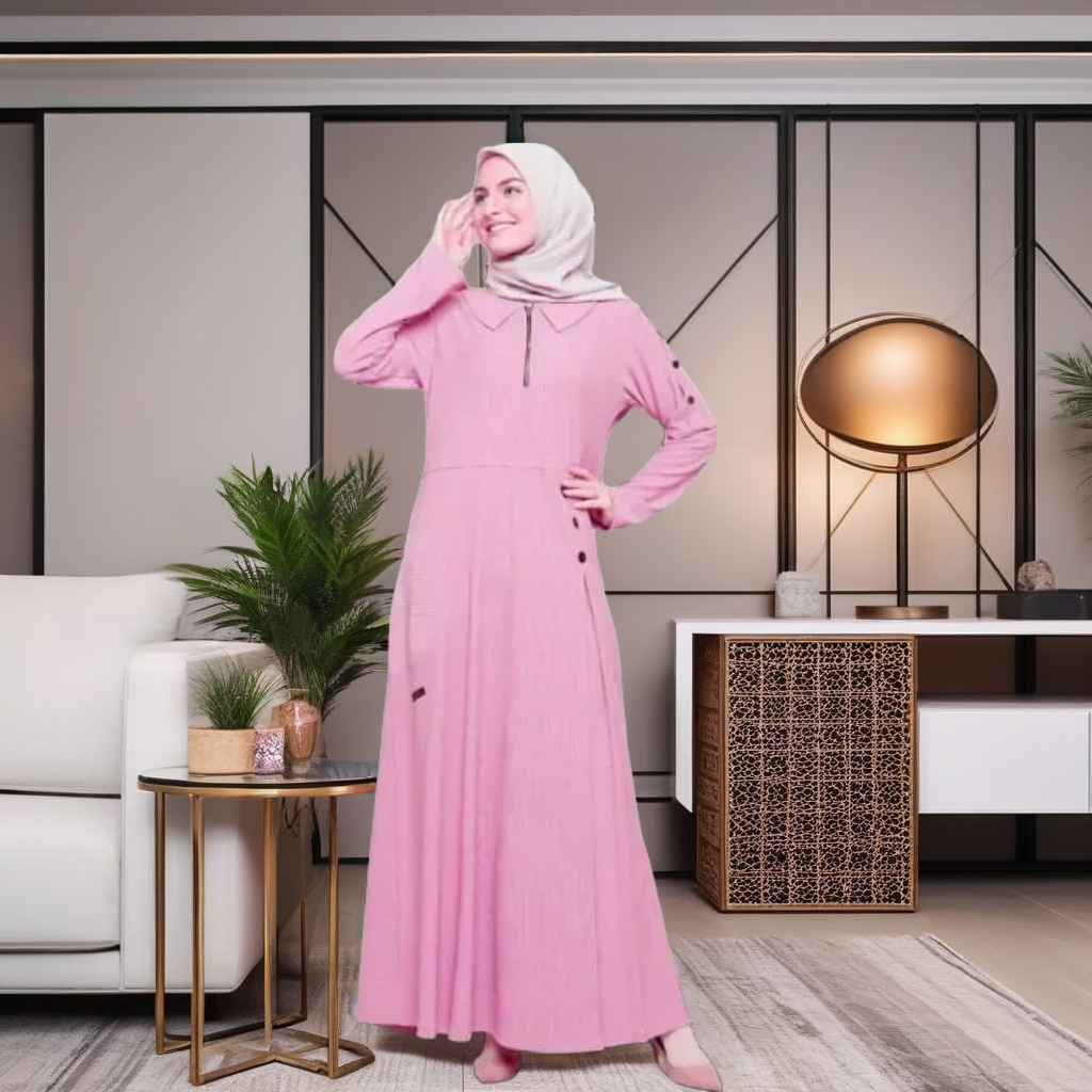 BAJU DRESS CASUAL WANITA REMAJA GAMIS RAHNEM GM 41PINK