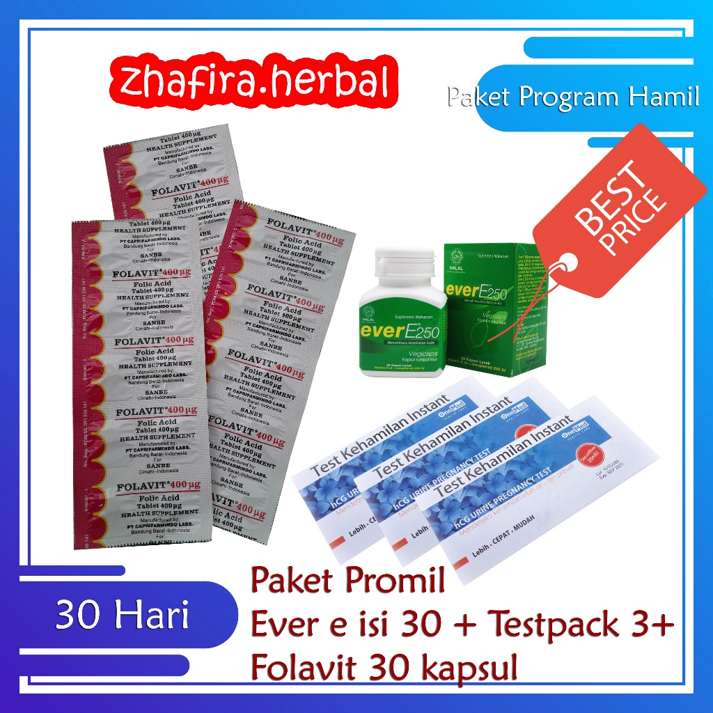 Paket PROMIL 30 Hari - Paket Program Kehamilan 1 Bulan Ever E dan Folavit