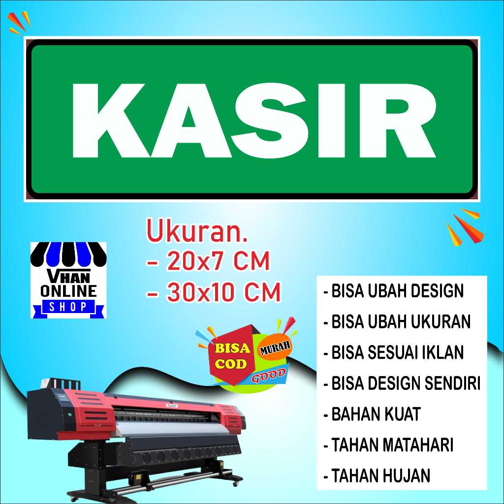 

Cetak Sticker Tempelan Untuk Di Kasir Bahan Kuat Hijau