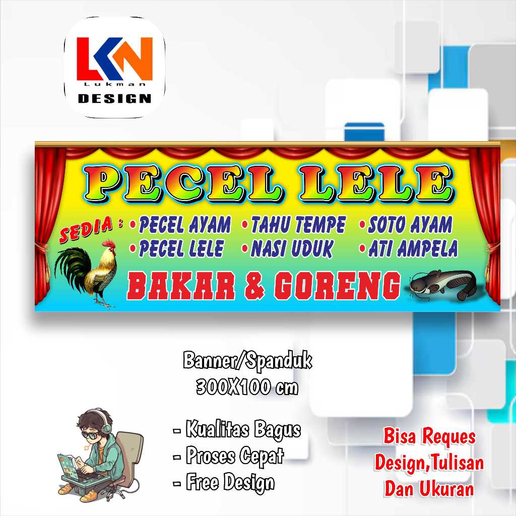 Spanduk Banner Pecel lele Seafood custom model f
