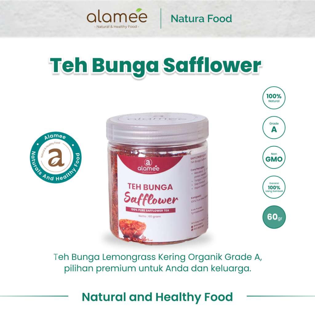 

ALAMEE Safflower Tea Teh Bunga Organik Saff Flower Herbal Alami Organik Kering 60gr Premium