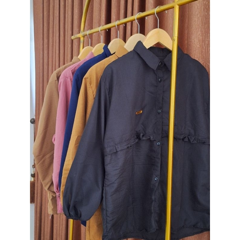 Kemeja wanita jumbo katun polos