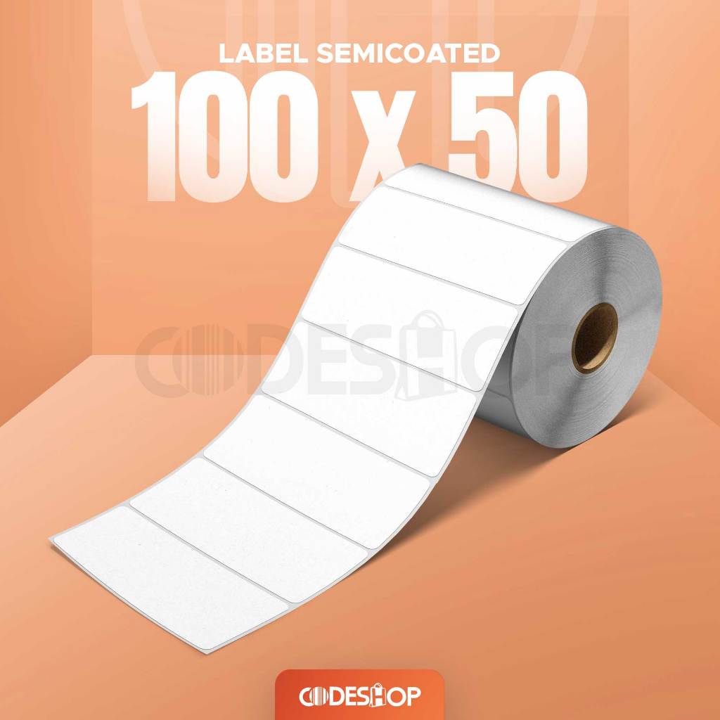 

Label Stiker Semicoated 100x50 mm Codeshop 1 Line isi 1000 Pcs Semicoat Roll Print Barcode Barang