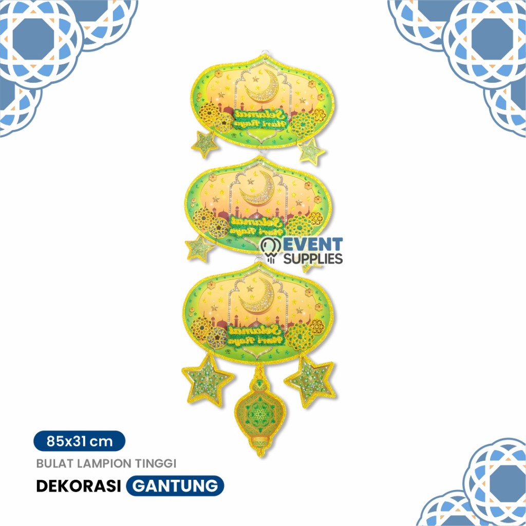 Gantungan Dekorasi Ramadhan Bulat Lampion Tinggi - Hiasan Idul Fitri Tempel Dekorasi Ramadhan Gantun