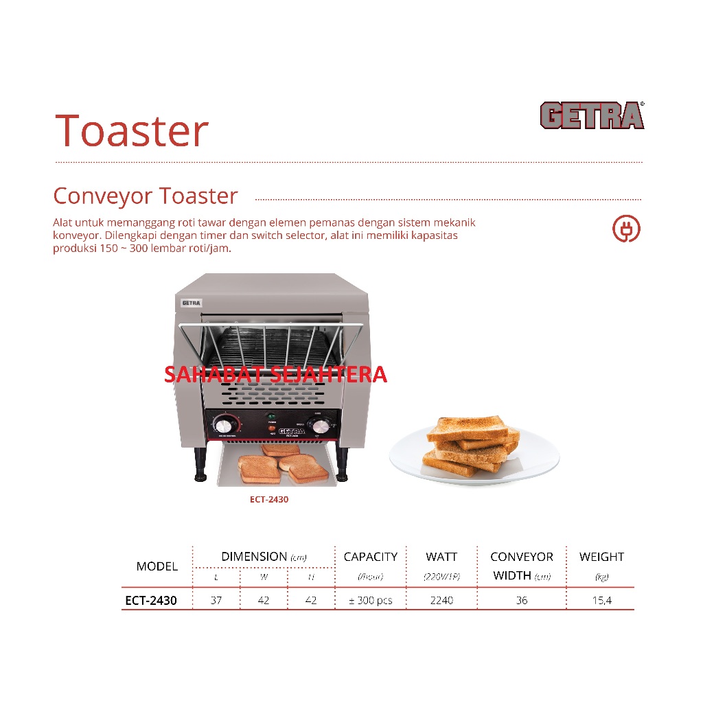 GETRA Conveyor Toaster ECT-2430 Alat Pemanggang Roti Tawar