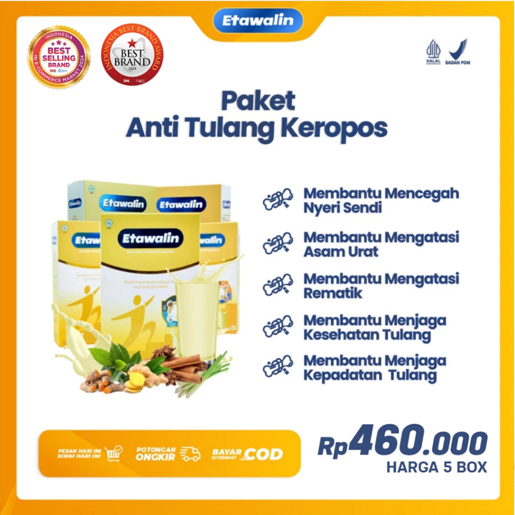 

Etawalin Susu Paket Sehat 5 Box - Susu Etawa Sembuhkan Nyeri Sendi Asam Urat Rematik Pegal Linu Syaraf Kejepit Original