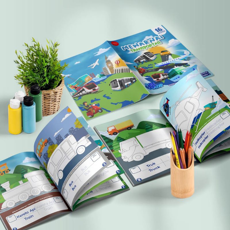 BUKU MEWARNAI ANAK TK SD PAUD UKURAN BESAR & TEBAL