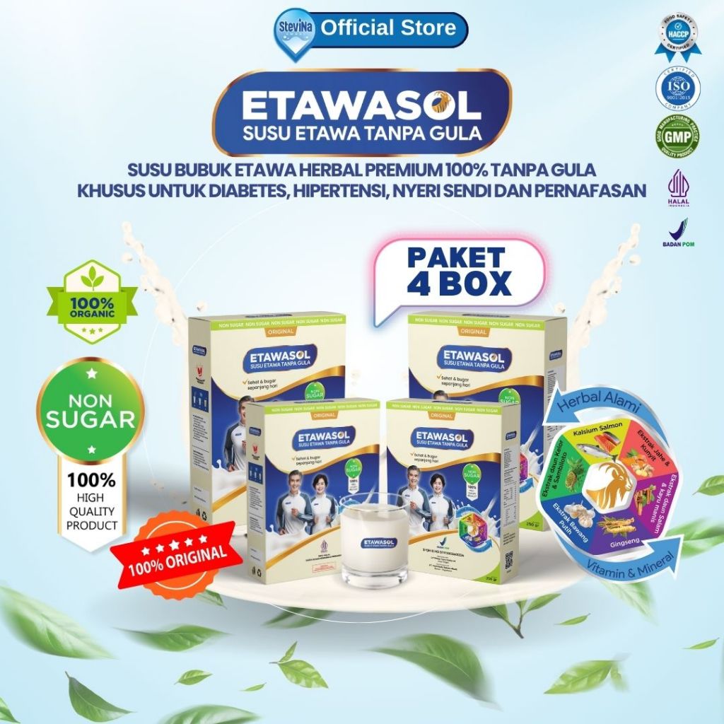 

Etawasol - Susu Kambing Etawa Tanpa Gula Untuk Diabetes, Hipertensi, Nyeri Sendi & Pernafasan-4 Box