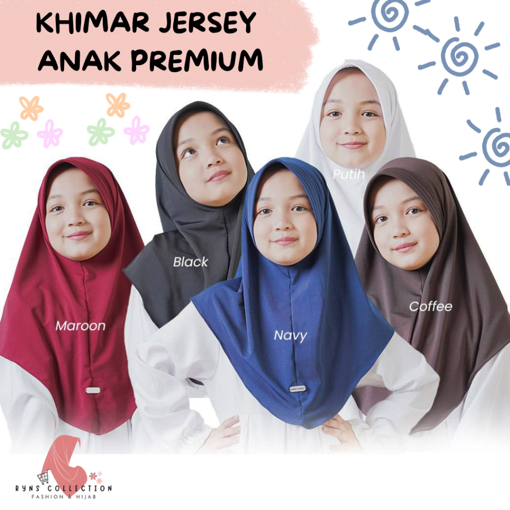 Kerudung Anak Instan/Khimar Jersey Anak Premium/ Jilbab Sekolah Anak