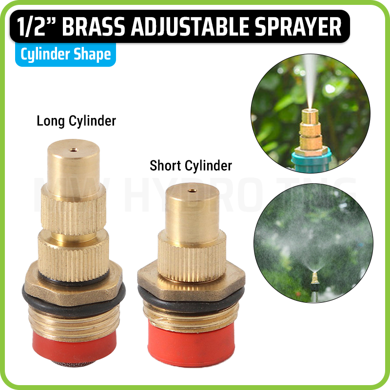 1/2" Brass Adjustable Sprayer / Sprinkler, Cylinder Shape | Nozzle Semprot Kuningan 1/2" Model Silin