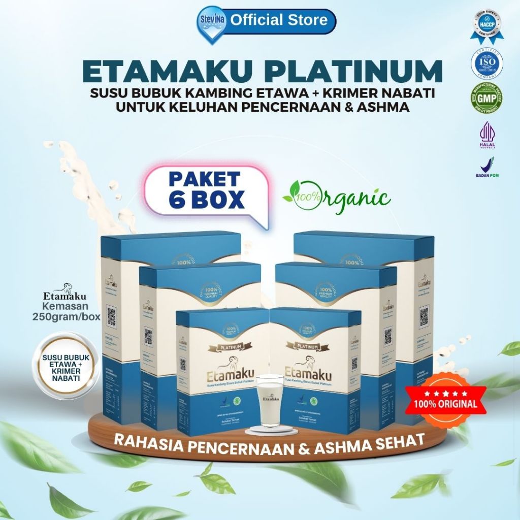 

Susu Etawa Etamaku Untuk Asam Lambung dan Pencernaan Susu Kambing Etawa 250gr paket 6box