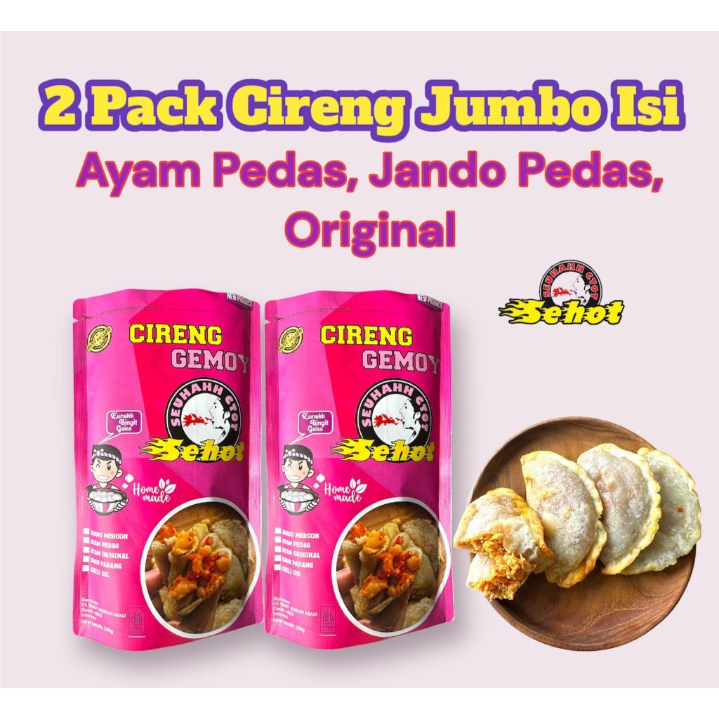 

2 PACK CIRENG JUMBO ISI AYAM PEDAS/JANDO MERCON/ AYAM SUWIR ORIGINAL