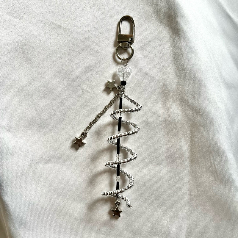 (SP1) Bagcharms Motif Spiral Silver Ready Stock | Bag charms Manik Breads Handmade Terbaru Murah Ant