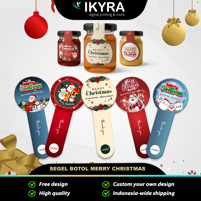

Cetak Stiker Natal Custom Segel Botol Christmas | Sticker Segel Toples Kue Kering Kemasan Makanan