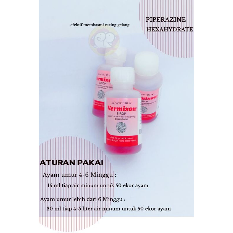 VERMIXON SIROP 20ml | OBAT CACING HEWAN | UNGGAS | MEDION