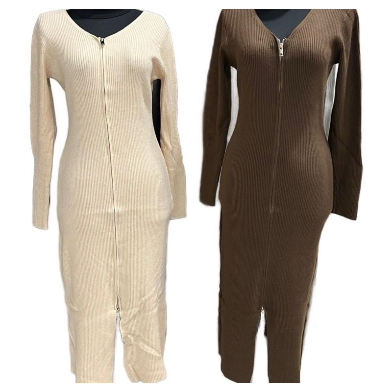 Dress Rajut Import BKK Slimfit Kualitas Premium - Wanita - Panjang