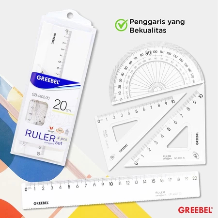 

TBMO GREEBEL Penggaris Set 4IN1 20 cm 4402-20 / Penggaris Ruller Bening Isi 4Pcs / Ruller Set Transparant Perlengkapan Sekolah