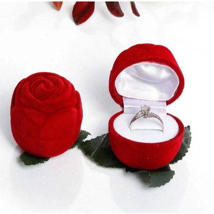 HSM Kotak Cincin/ Box Cincin / Tempat Cincin/ Ring Box/ Gift Box Bunga Merah