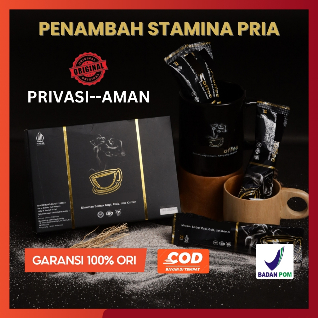 

KopMoceer Coffee Original Kopi Stamina Pria Kuat Tahan Lama 1 Box 8 Sachet Segelas Bikin Puas BPOM